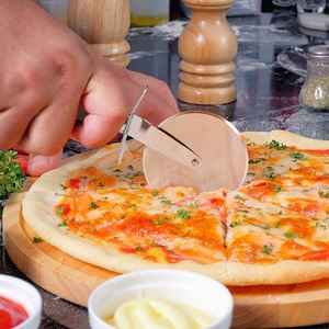 Wholesales Custom Stainless Steel Knife Cookie <b>Cutter</b> Oak Handle <b>Cake</b> Wheel Nougat Pizza Tools - Product Image 5