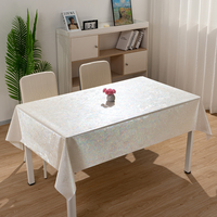 Nappe rectangulaire en tissu blanc nacré irisé RNPT, effet coquille de perle, pour table rectangulaire