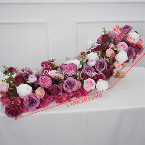 DKB Wholesale Artificial Flowers Factory Handmade Rose Flower Runner Natural Real Touch Long Artificial Flower <b>Table</b> Runner - Product Image 2