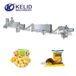Cereal Soprado Milho Arroz Crunch Extrudado Snack Machine Bola De Queijo Linha De Processamento De Varas De Milho