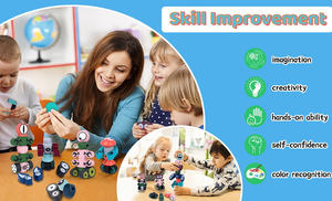 Jouet éducatif Robots magnétiques pour enfants, Ensemble de blocs magnétiques Robots à empiler Kit de construction Jouet - Product Image 5