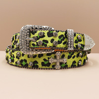 Ceinture Y2K rétro américaine en alliage ornée de strass motif léopard, style Spice Girl, design original et tendance, accessoire pour jeans du millénaire