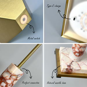 Lampe de table moderne en marbre de style nordique avec batterie rechargeable sans fil, commande tactile, lumière blanc chaud 2700K pour la décoration de la chambre à coucher - Product Image 4