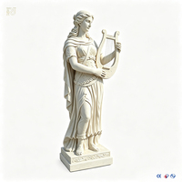 Statue de déesse grecque en marbre blanc, sculpture sculptée à la main, ange, déesse de l'harpe pour la décoration extérieure de villa, jardin, hôtel.