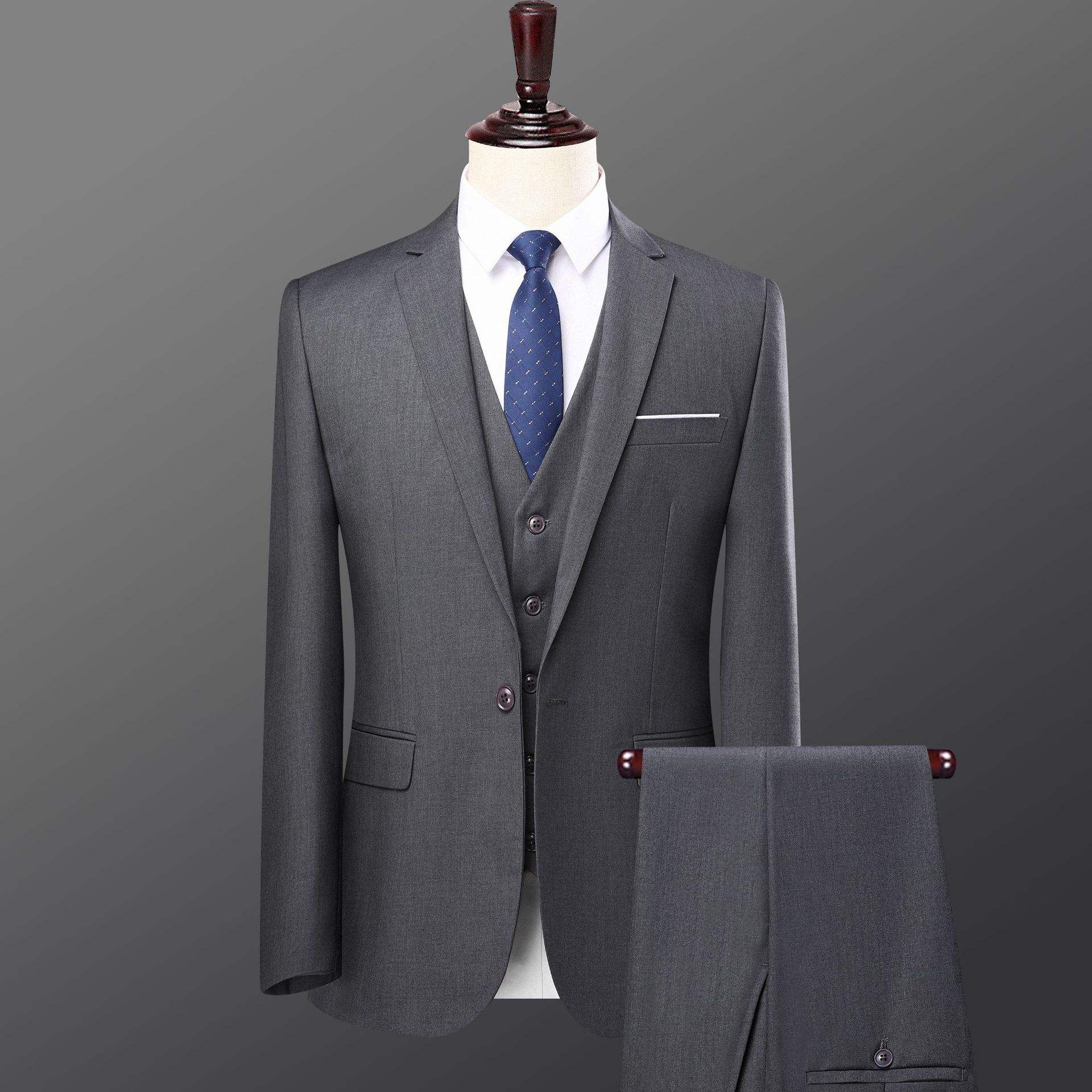 Grey mens single button two piece prom suits