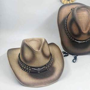 High Quality Roll up Brim Mexico Straw Cowboy <b>Hat</b> with Decoration <b>Band</b> Travel Fishing Casual Breathable Comfort All Season - Product Image 6
