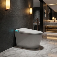 WC intelligent en céramique suspendu au mur avec bidet intégré, télécommande, siège chauffant, siphon en S, nettoyage facile, cuvette allongée