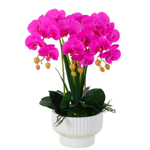 Orchidée Phalaenopsis Artificielle en Pot, Décoration Florale, PVC Souple Texturé 3D, Écologique, Décoration Intérieure, Décoration de Table - Product Image 5