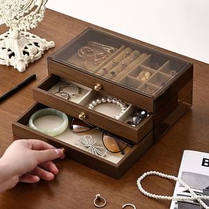 Wood Jewelry <b>Box</b> With Drawers And Lid For Rings Necklaces Bracelets <b>Earrings</b> Storage Elegant Rectangle Design - Product Image 4