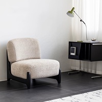 Fauteuil inclinable Zayshine en tissu sherpa blanc crème, style italien moderne, pour salon ou chambre, pieds en bois massif, fauteuil de détente