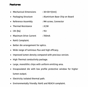 Polymatech Serie COB Estándar FL27COB3030 Blanco Cálido 95+ CRI LED Luminaria Comercial y de Oficina que Ofrece Iluminación Superior - Product Image 4