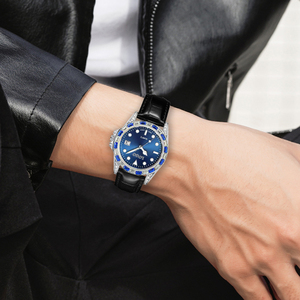 Montre à quartz 40 mm pour hommes et femmes, lumineuse, tendance, en cuir, pour les amoureux - Product Image 5