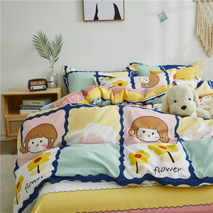Set <span class=keywords><strong>Copripiumino</strong></span> in Microfibra 4 Pezzi per Bambine con Stampa Floreale e Cartoni Animati, Stile Americano per Uso Domestico - Product Image 4