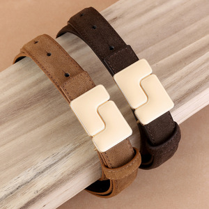 Ceinture pour femme en cuir véritable, boucle en alliage, décontractée, pour jeans, durable, moulage monobloc, attaches à pression - Product Image 3