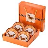 Ensemble de 6 bols en céramique sur le thème du cheval du Nouvel An 2026 |   Emballage élégant pour boîte cadeau |   Souvenir d'entreprise et cadeau de festival