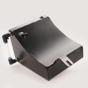 Aluminum Coolant Overflow Tank for Nissan 240SX S13 (89-94) – Triangular Expansion Reservoir with Level Indicator-Black & Silver - Product Image 2