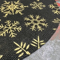 Napperons de Noël ronds noir nuit avec motif flocon de neige doré, napperons de table modernes et festifs pour la décoration de table des fêtes