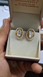 Pendientes de Oro Amarillo de 14K con Diamantes Cultivados en Laboratorio Polki, Engaste de Bisel, 2.35CT Total, Elegantes, para Novia, Boda, Joyería Fina, Regalo - Product Image 4