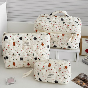 Bolsa de maquillaje con diseño de muñeco de nieve, bolsa de cosméticos con diseño de oso y árbol de Navidad, bolsa organizadora grande de viaje para <span class=keywords><strong>mujer</strong></span> - Product Image 5