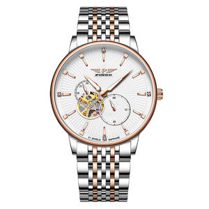 Pindu <span class=keywords><strong>Homme</strong></span> Squelette Balance <span class=keywords><strong>Montre</strong></span> Mécanique Automatique Fonction 24 Heures Bracelet En Acier Inoxydable Silicone Caoutchouc Plongeur - Product Image 1