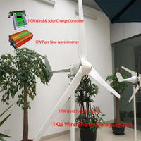 Turbine à onde sinusoïdale Pure 1kw avec contrôleur de Charge éolienne, entrée v, onduleur pour énergie alternative