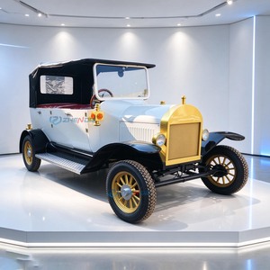 Auto Clásico Eléctrico Vintage con Carrocería Blanca y Techo Negro, Vehículo Retro Personalizable para Pasajeros - Product Image 4