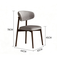 Chaise de salle à manger en tissu de style moderne du milieu du siècle, avec dossier incurvé, pieds en métal, chaise d'appoint rembourrée pour cuisine et salon