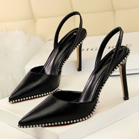 Vente flash - Chaussures élégantes pour femmes avec rivets et bride arrière - Chaussures de soirée sexy pour femmes - Sandales à talons hauts fantaisie