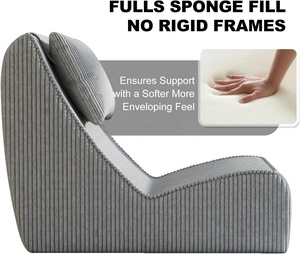 Sillón Chaise Longue Otomano <span class=keywords><strong>Gigante</strong></span> de Corduroy con Soporte Fuerte de Espuma, Almohada Cervical Desmontable y Funda Lavable, Respaldo de Apoyo - Product Image 3