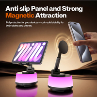 Support multifonctionnel 3-en-1 pour téléphone/tablette 5.4 avec haut-parleur RGB sans fil et microphone intégré pour appels téléphoniques en plastique