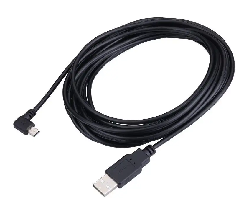 Extra Longo 5M Cabo USB 2.0 para Mini USB 90 Graus Ângulo Esquerdo Cabo de Carga com 5pc Fiação Clips para Garmin nuvi GPS