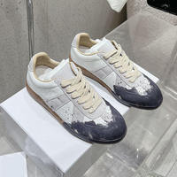 Chaussures décontractées classiques de créateur pour femmes, baskets en cuir véritable pour hommes, à lacets, talon moyen, légères, tendance mode
