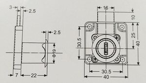 Serrure de tiroir multifonctionnelle TAKY Iron 138-22 en alliage de zinc pour bureau, avec clé à fossettes en laiton pour ordinateur - Product Image 6