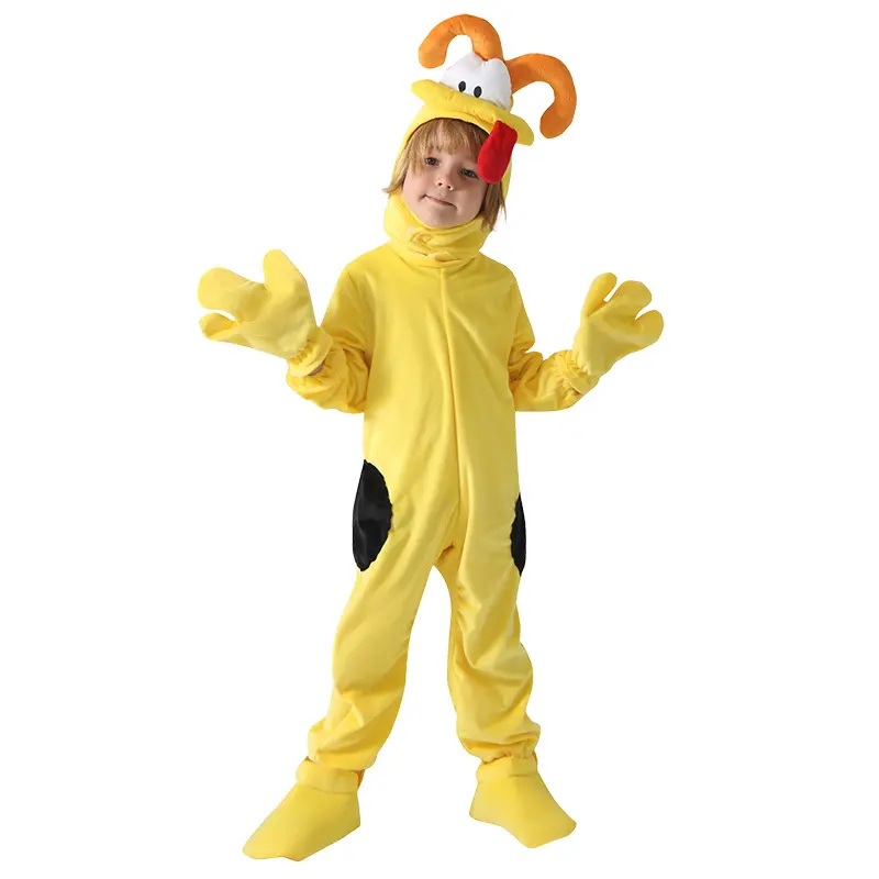 2024 Baige nueva actualización niños pijamas amarillos mono niño dibujos animados animales disfraces fiesta rendimiento Mono para niños