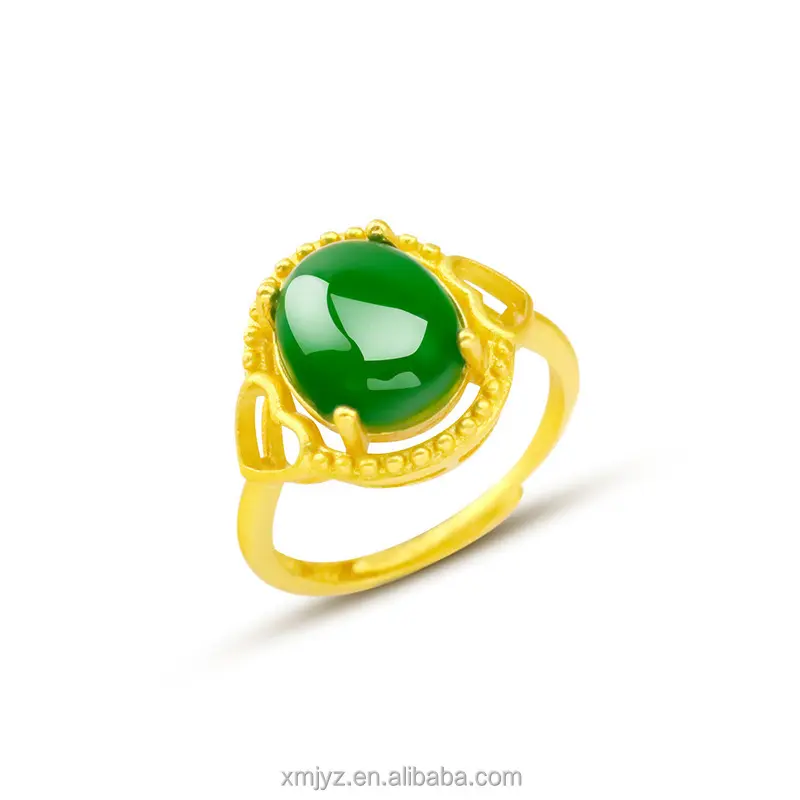 Đá Quý Phụ Nữ Thiết Lập Việt Nam Cát Vàng Mạ Jasper Thiết Lập Hình Bầu Dục Chalcedony Vòng Ngọc Phụ Nữ Của Vòng