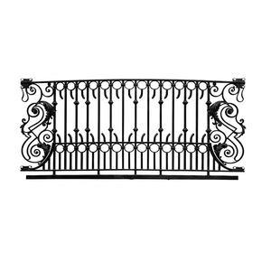 Traditional wrought iron balcony railing featuring intricate patterns and a rust-resistant coating, suitable for outdoor use. - Product Image 1
