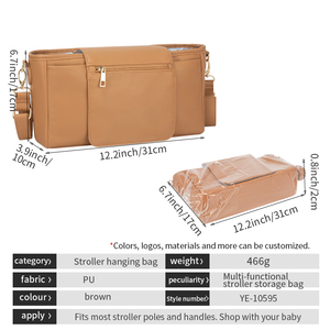 Organizador de Cochecito de Bebé Personalizado de Cuero Vegano con Portavasos, Organizador de Cochecito, Bolsa de Pañales <span class=keywords><strong>para</strong></span> Mamá - Product Image 5