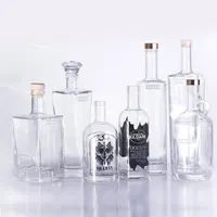 HUIHE - Round Empty Flint Glass Bottle with Cork Lid