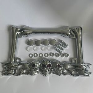 Cadre de plaque d'immatriculation de <span class=keywords><strong>moto</strong></span> avec motif de crâne - Plaque d'immatriculation fantaisie en plastique ABS pour Harley, Chopper et motos personnalisées - Product Image 1