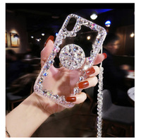 Bling Glitter Diamant Support Strass Transparent Téléphone étui pour iphone 12 13 14 15 16 Plus Pro Max Pour Samsung S 23 24 Ultra
