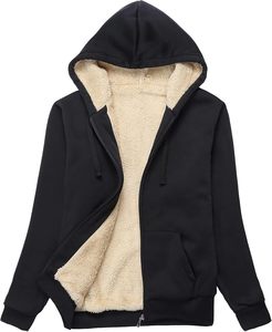 <span class=keywords><strong>Felpa</strong></span> Invernale in Pile per Donne - Giacca <span class=keywords><strong>con</strong></span> <span class=keywords><strong>Cappuccio</strong></span> Foderata in Sherpa Spessa <span class=keywords><strong>con</strong></span> Zip Intera - Product Image 4