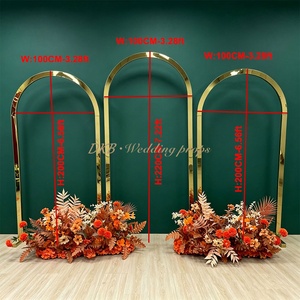 DKB Factory Direct Sale Set of 3 Detachable Metal Wedding Backdrop Frames with Gold Finish Multi-Style for Indoor/Outdoor Decor - Product Image 2