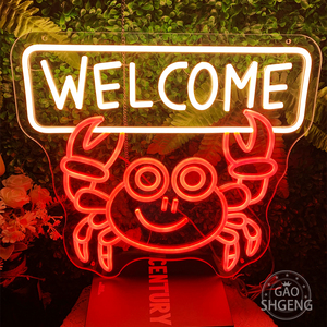 Lámpara de neón de cangrejo con letrero de bienvenida para Home Mall Seafood Supermarket Shop Restaurant crea ambiente - Product Image 1