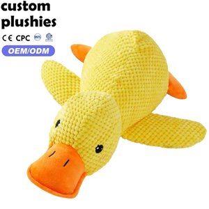 Jouet en peluche canard jaune de dessin animé avec couineur pour animaux de compagnie, cadeau interactif, <span class=keywords><strong>prix</strong></span> d'usine - Product Image 1