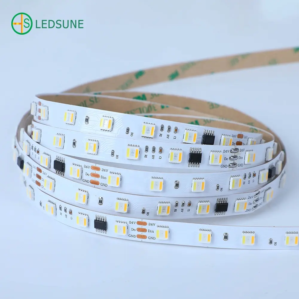 Factory Wholesale 24V 5-in-1 5050 RGBWW Warm White Daylight 60LEDs/m RGBCCT LED Strip 16.4FT Dimmable Tape Lights for Home Decor