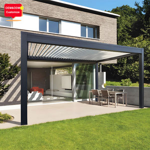 Pergola autoportante <span class=keywords><strong>électrique</strong></span> en aluminium imperméable pour jardin, pavillon extérieur <span class=keywords><strong>avec</strong></span> éclairage RGB et écran - Product Image 3