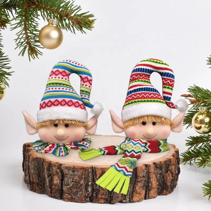 Christmas Elf Plush Doll Toy Stocking Kit Soft Miniature Figurines Bendable Decoration Gnome Girl Standing Sitting Stuffed House
