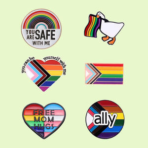 Lot de Broches Émaillées Arc-en-ciel Colorées en Alliage avec Motifs Cœur/Arc-en-ciel/Oie pour Événements Pride, Usage Quotidien et Cadeaux - Product Image 4