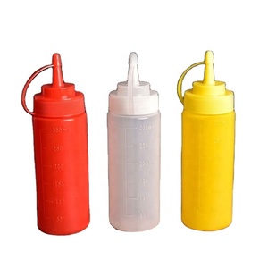 Empty Refillable Sauce Condiment <b>Squeeze</b> <b>Bottles</b> 250ml Plastic BBQ Ketchup <b>Bottle</b> With Needle Tip - Product Image 1