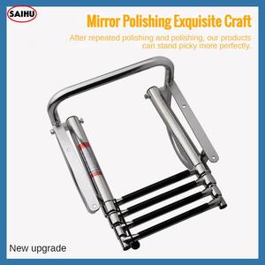 Escalera marina de acero inoxidable 316, escalera plegable oculta para yate, barandilla arqueada, escalera de lanzamiento telescópica - Product Image 4